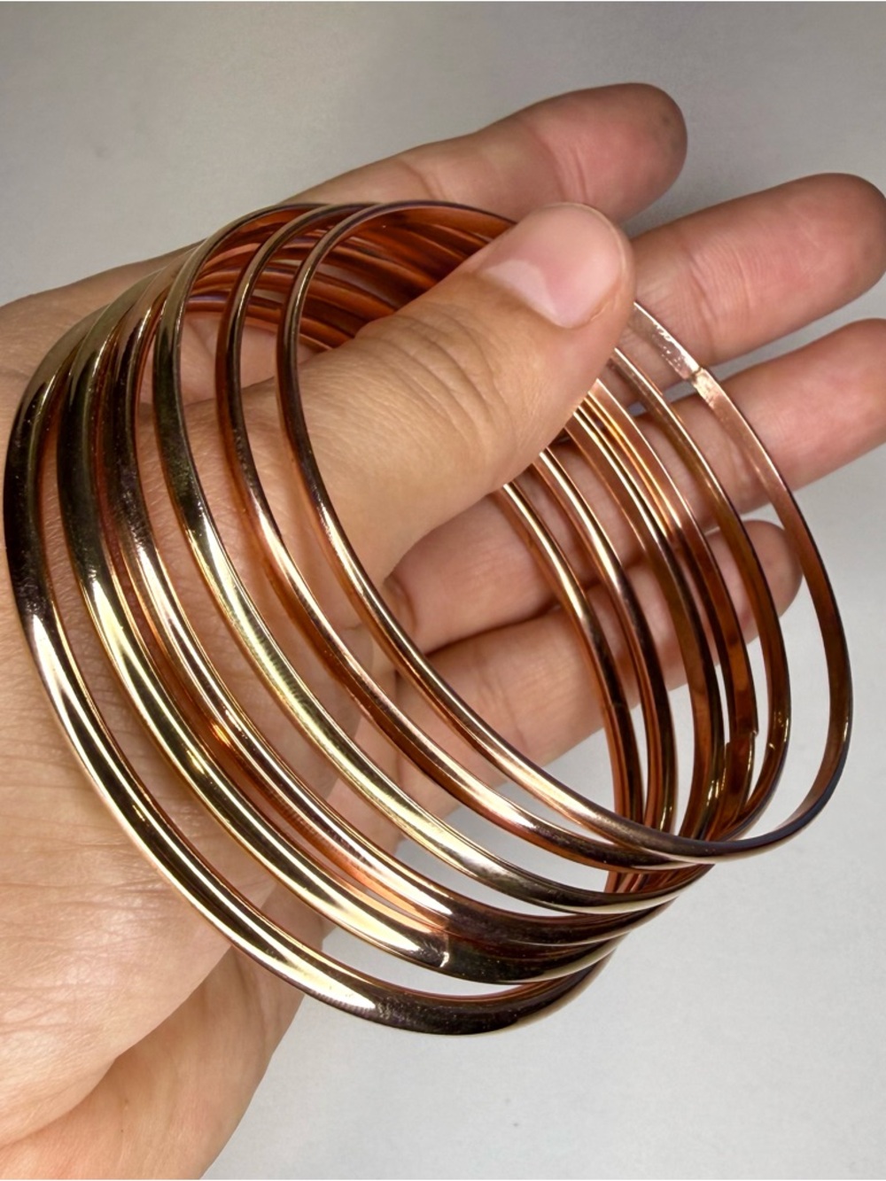 Rose Gold Metal Bangle Set - Women Jewelry